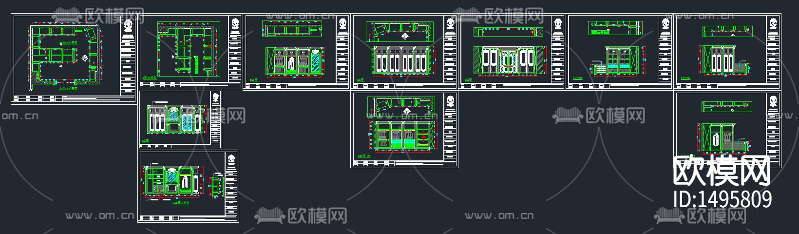 衣柜衣帽间cad图库下载（渲染图3）