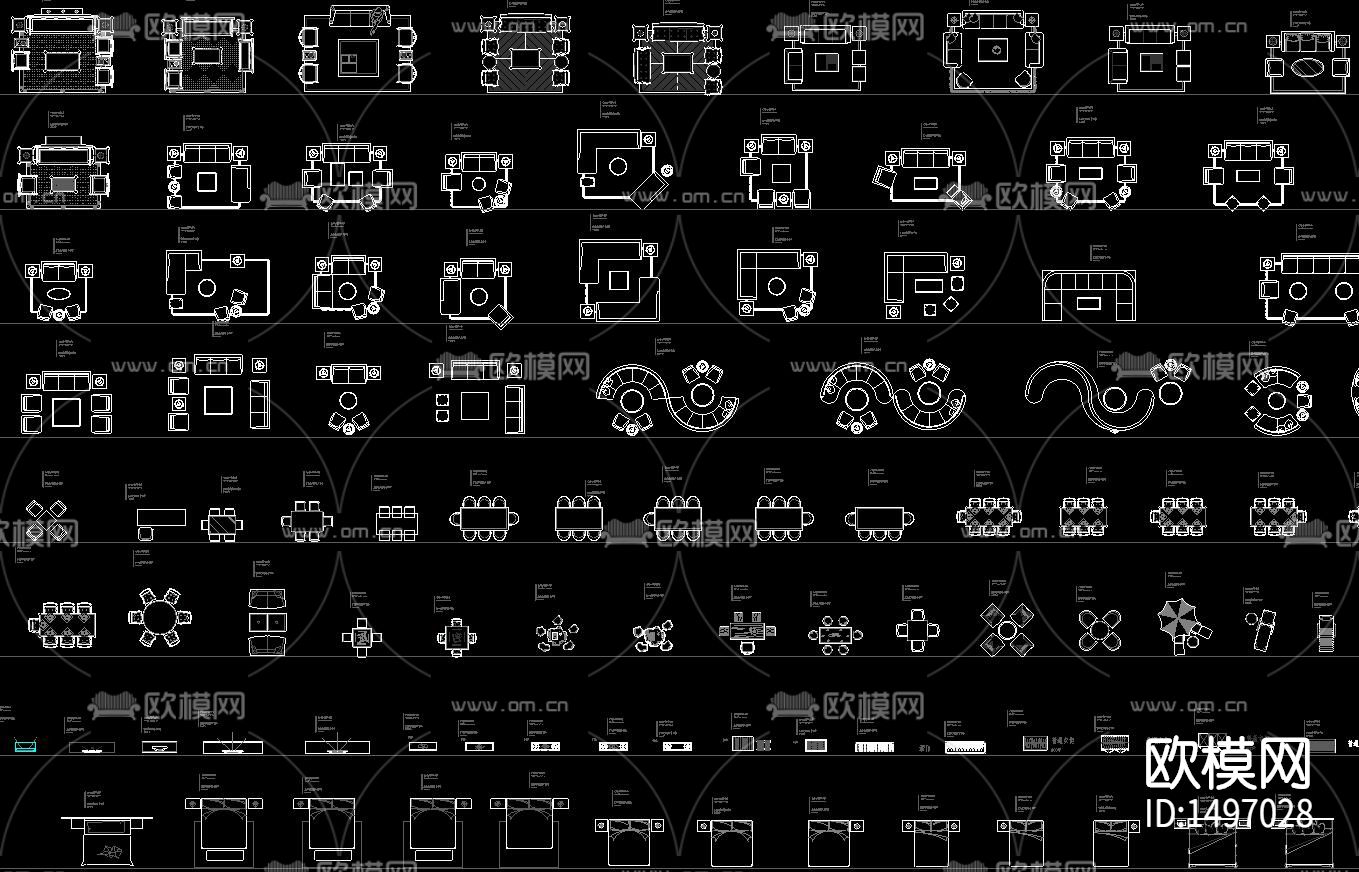 家具沙发动态cad图库下载（渲染图1）