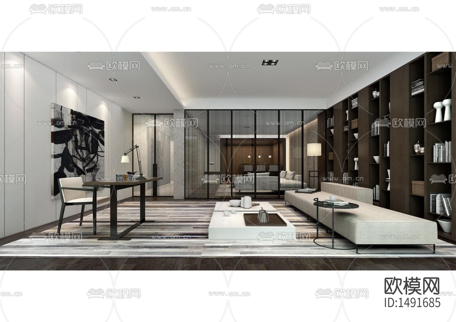 现代样板房cad施工图下载（渲染图6）