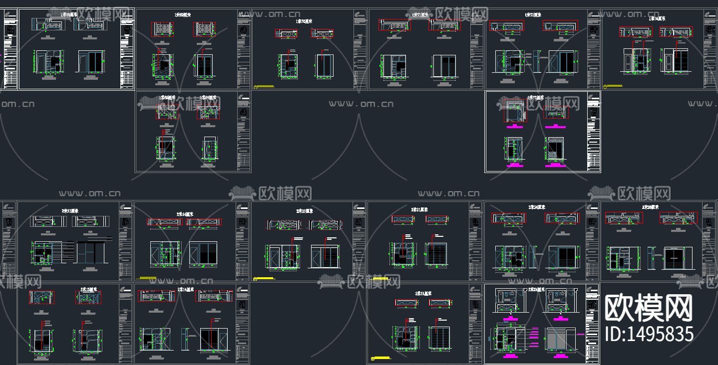 衣柜各类柜子cad图库下载（渲染图3）