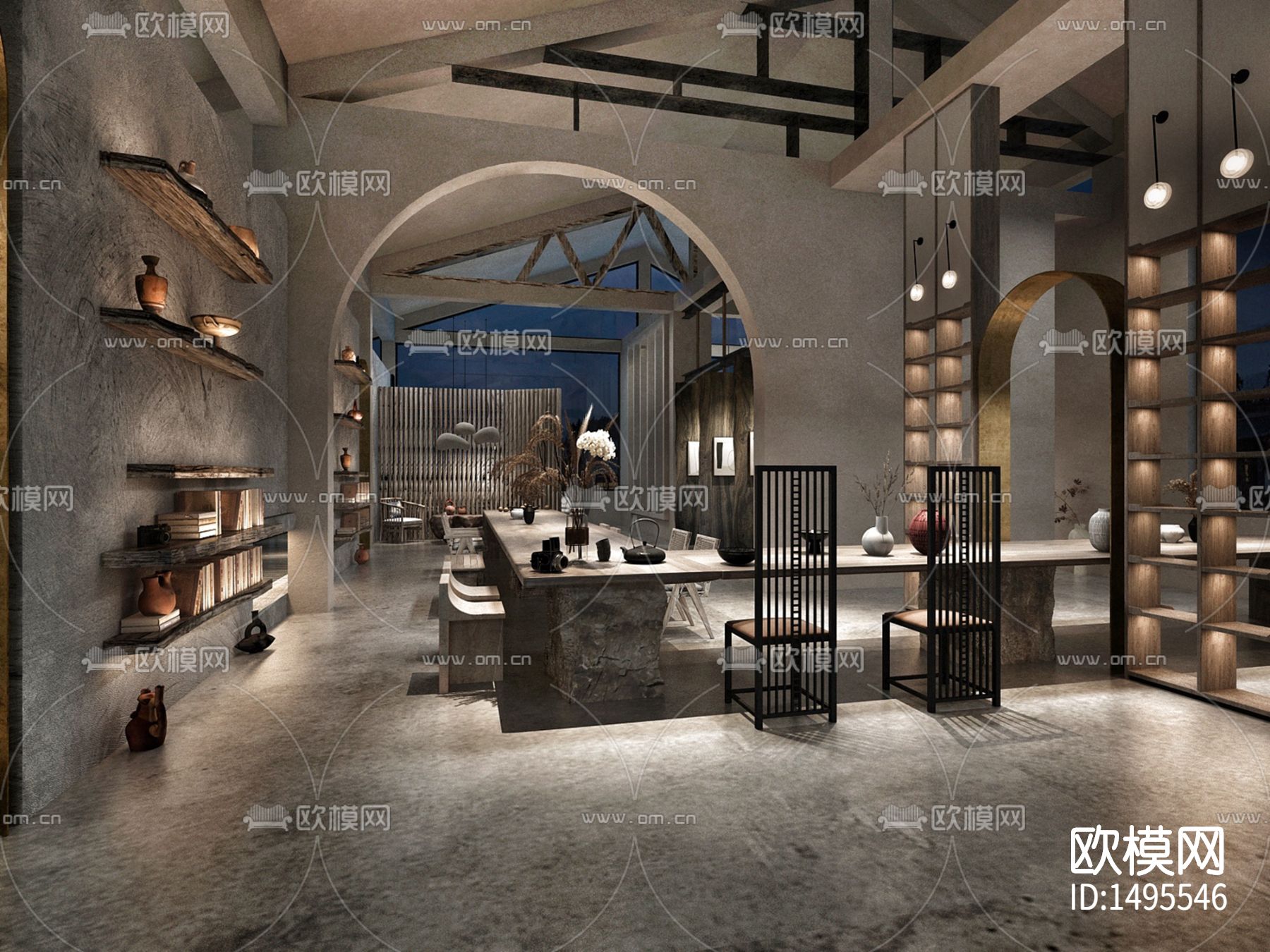 自然风民宿cad施工图下载（渲染图1）