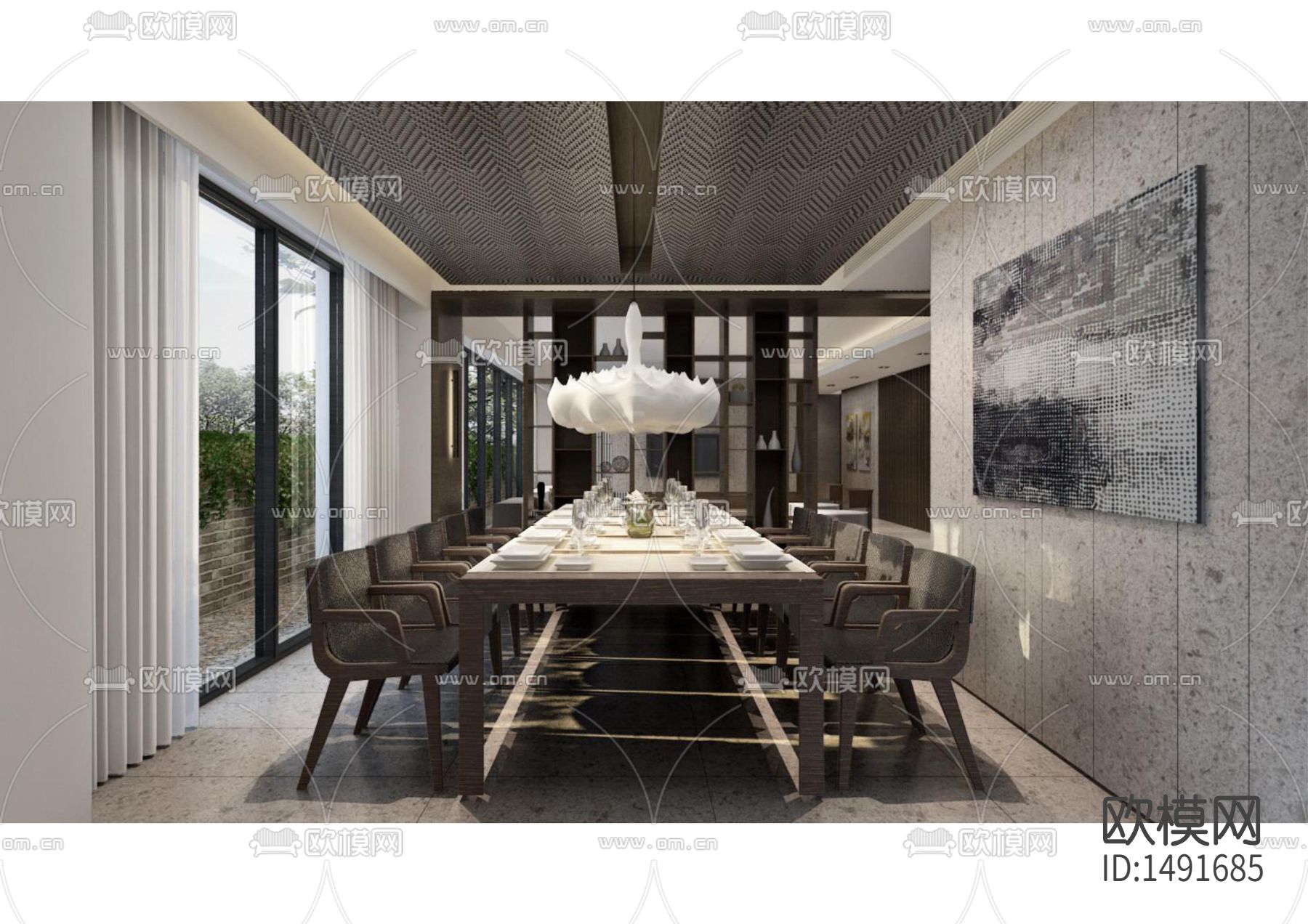 现代样板房cad施工图下载（渲染图7）