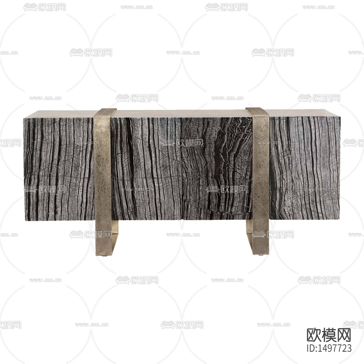 现代轻奢木纹饰面金属边柜下载