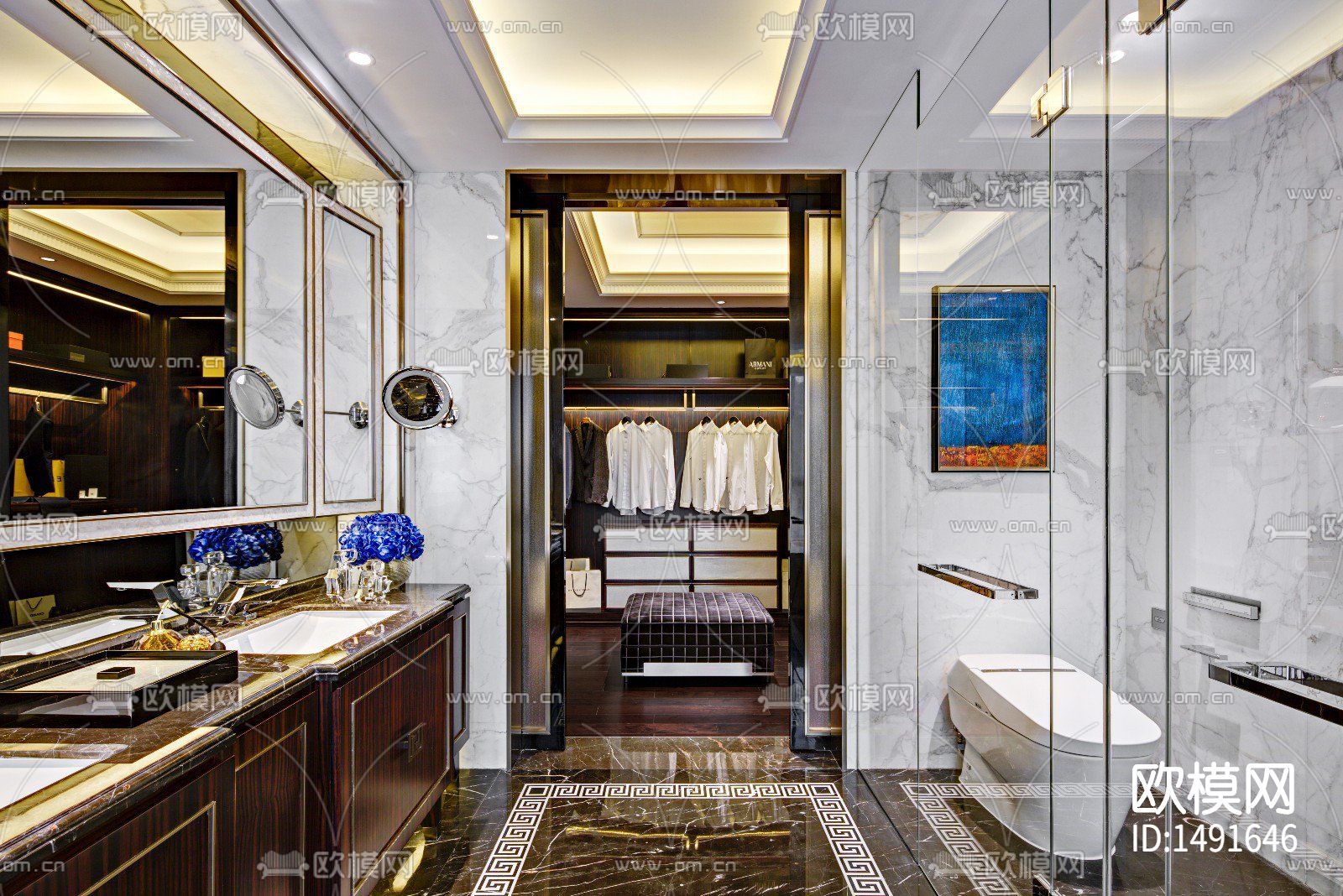 家装样板房cad施工图下载（渲染图7）