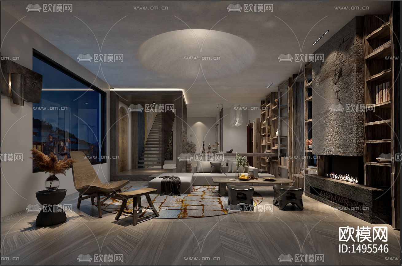 自然风民宿cad施工图下载（渲染图3）