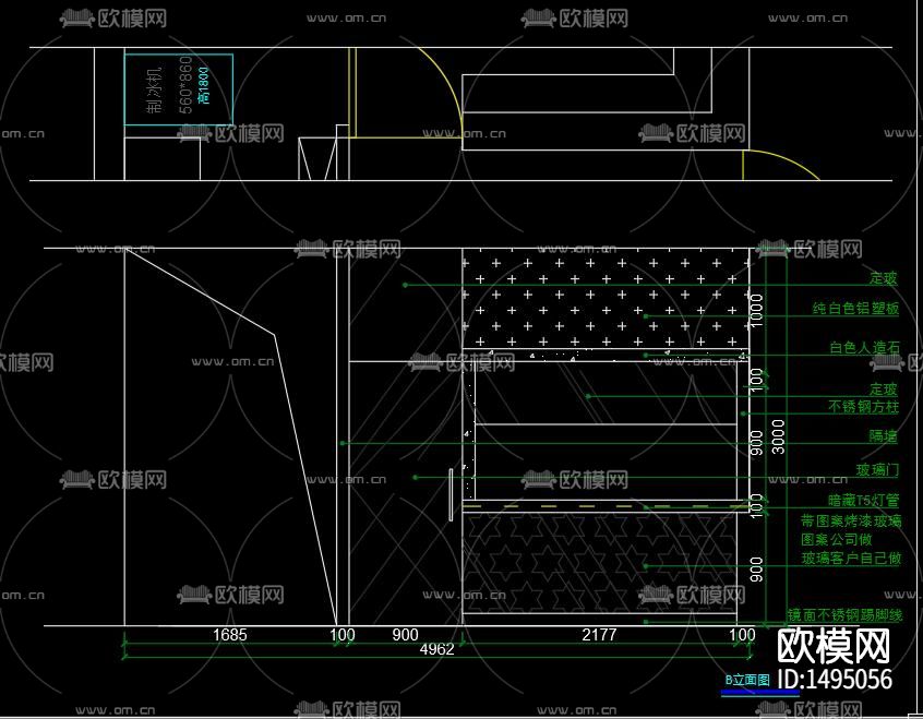 奶茶店cad施工图下载（渲染图4）