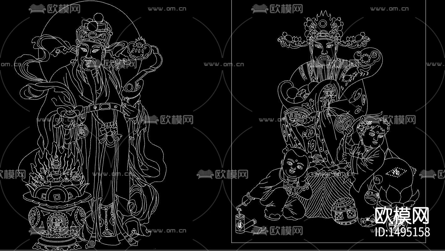中式佛像雕花cad图库