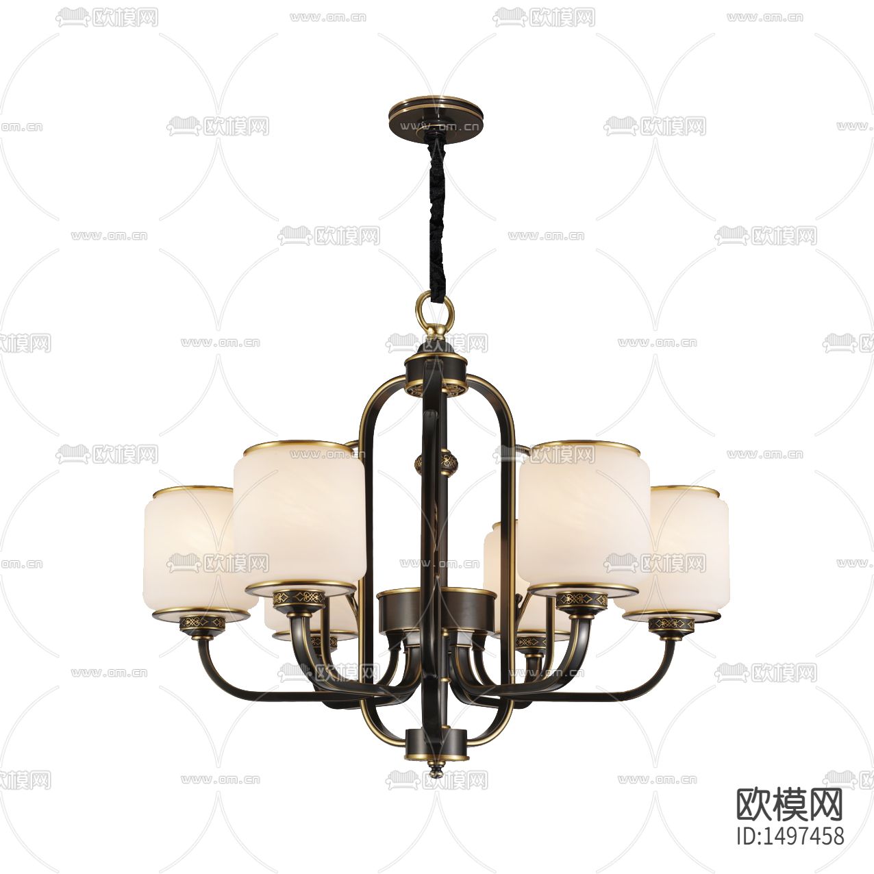 新中式复古金属玻璃吊灯下载