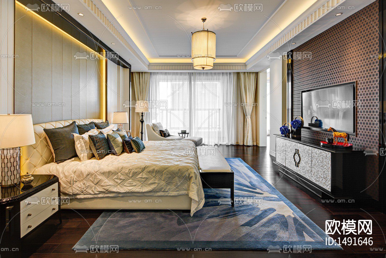 家装样板房cad施工图下载（渲染图4）