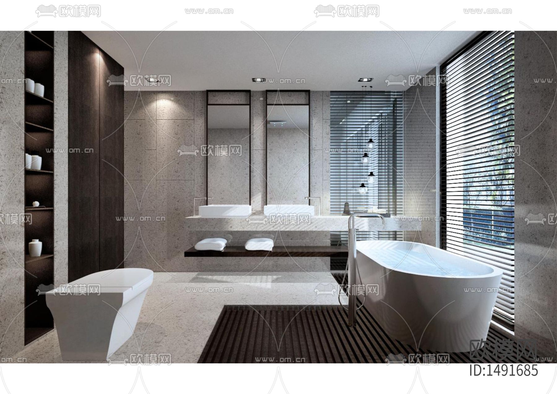 现代样板房cad施工图下载（渲染图9）