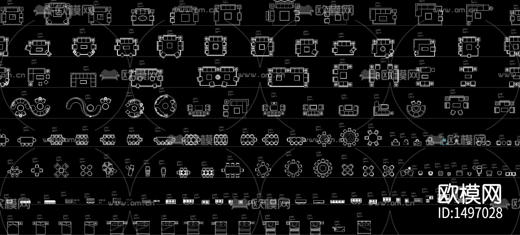 家具沙发动态cad图库下载（渲染图2）