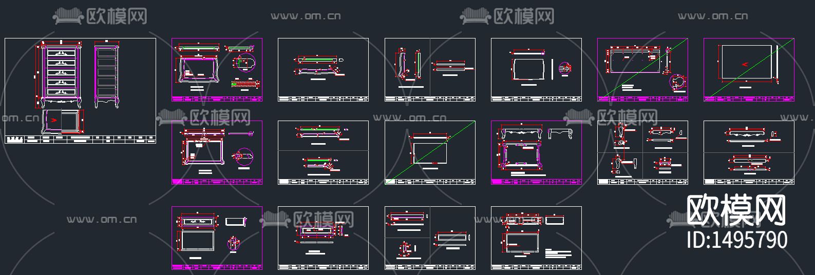 斗柜cad图库下载（渲染图2）