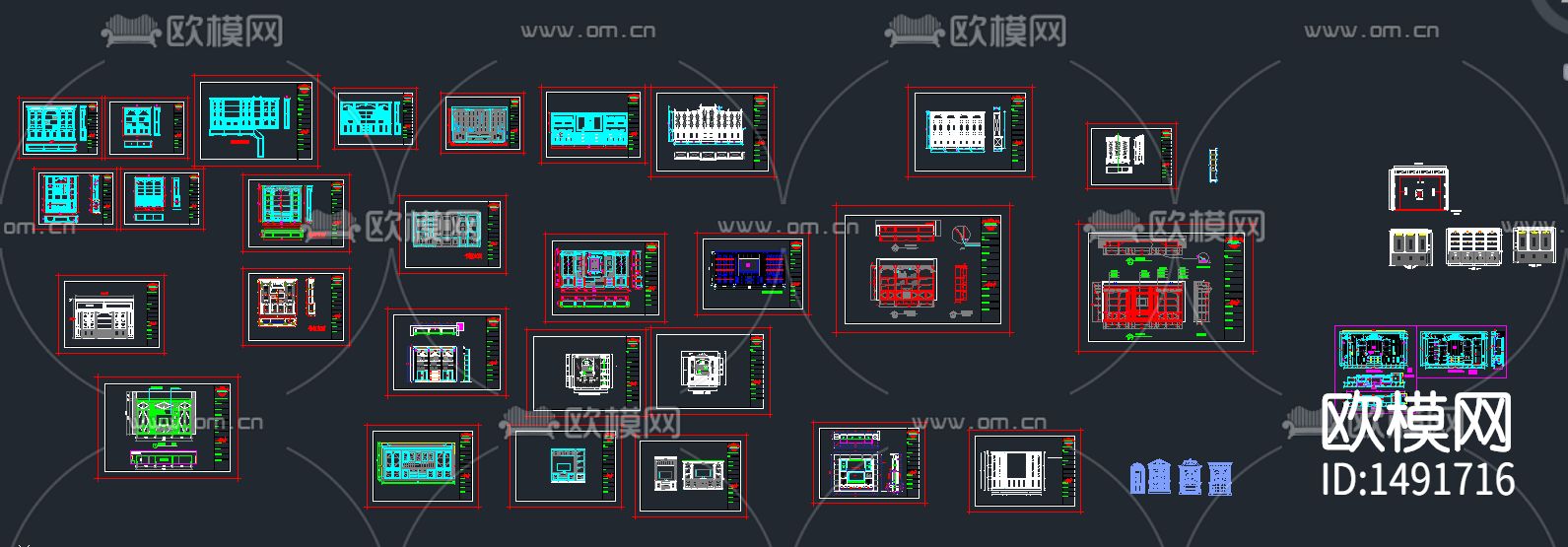 书柜CAD图纸下载（渲染图1）