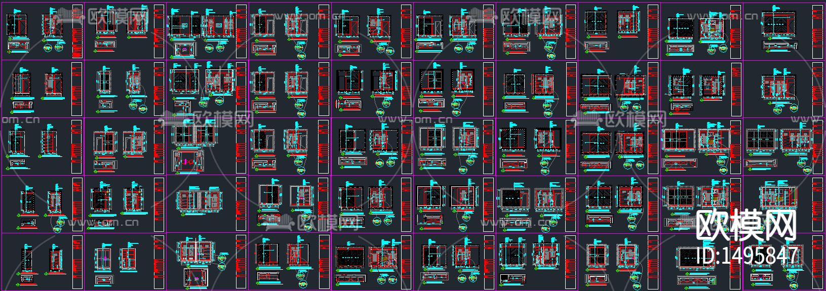 衣柜衣帽间cad图库下载（渲染图1）