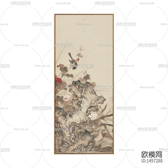 新中式禅意水墨山水画装饰画下载