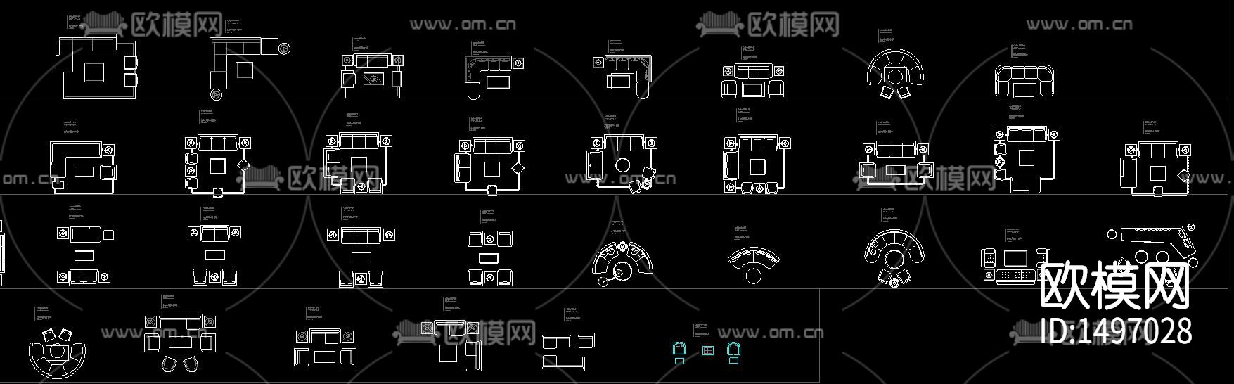 家具沙发动态cad图库下载（渲染图3）