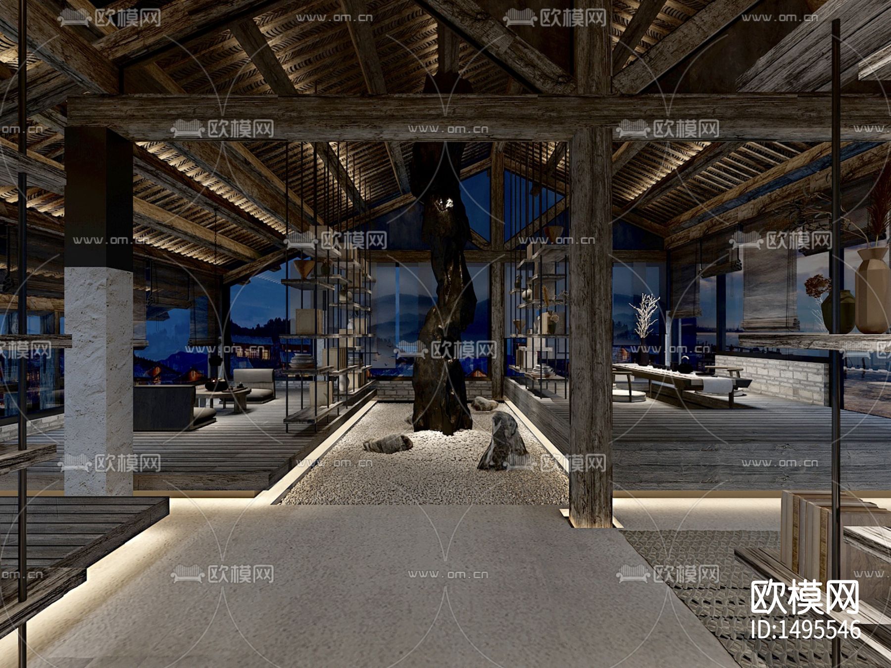 自然风民宿cad施工图下载（渲染图4）