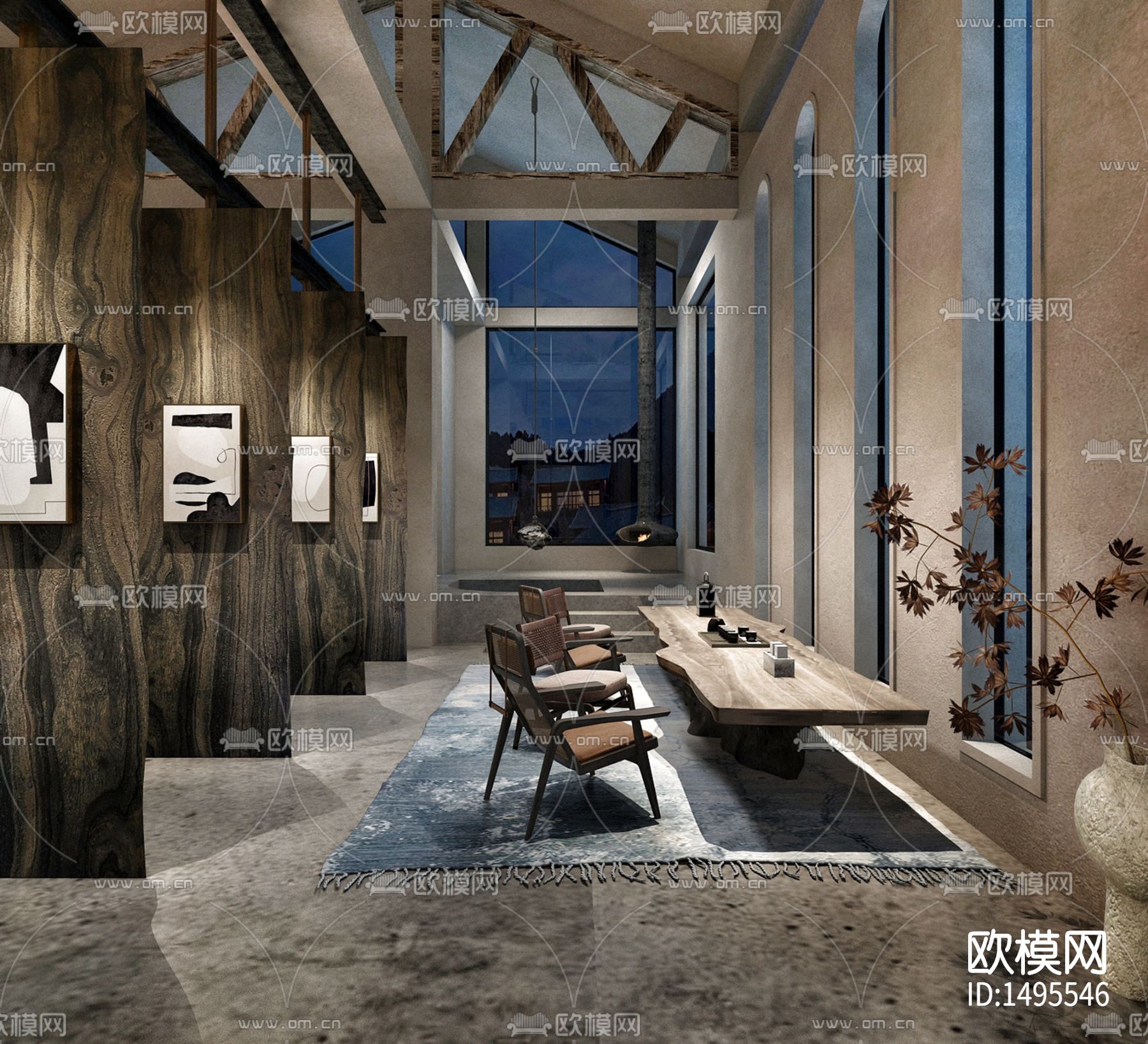 自然风民宿cad施工图下载（渲染图5）