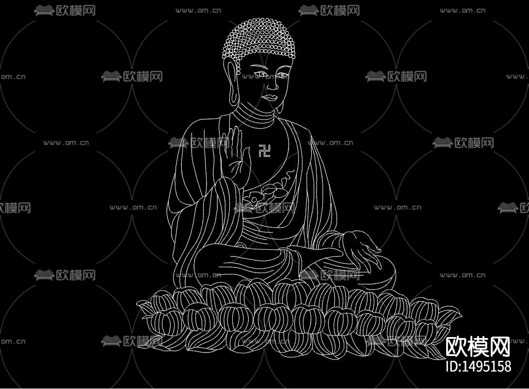 中式佛像雕花cad图库