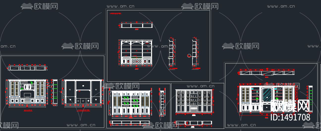 书柜CAD图纸图库