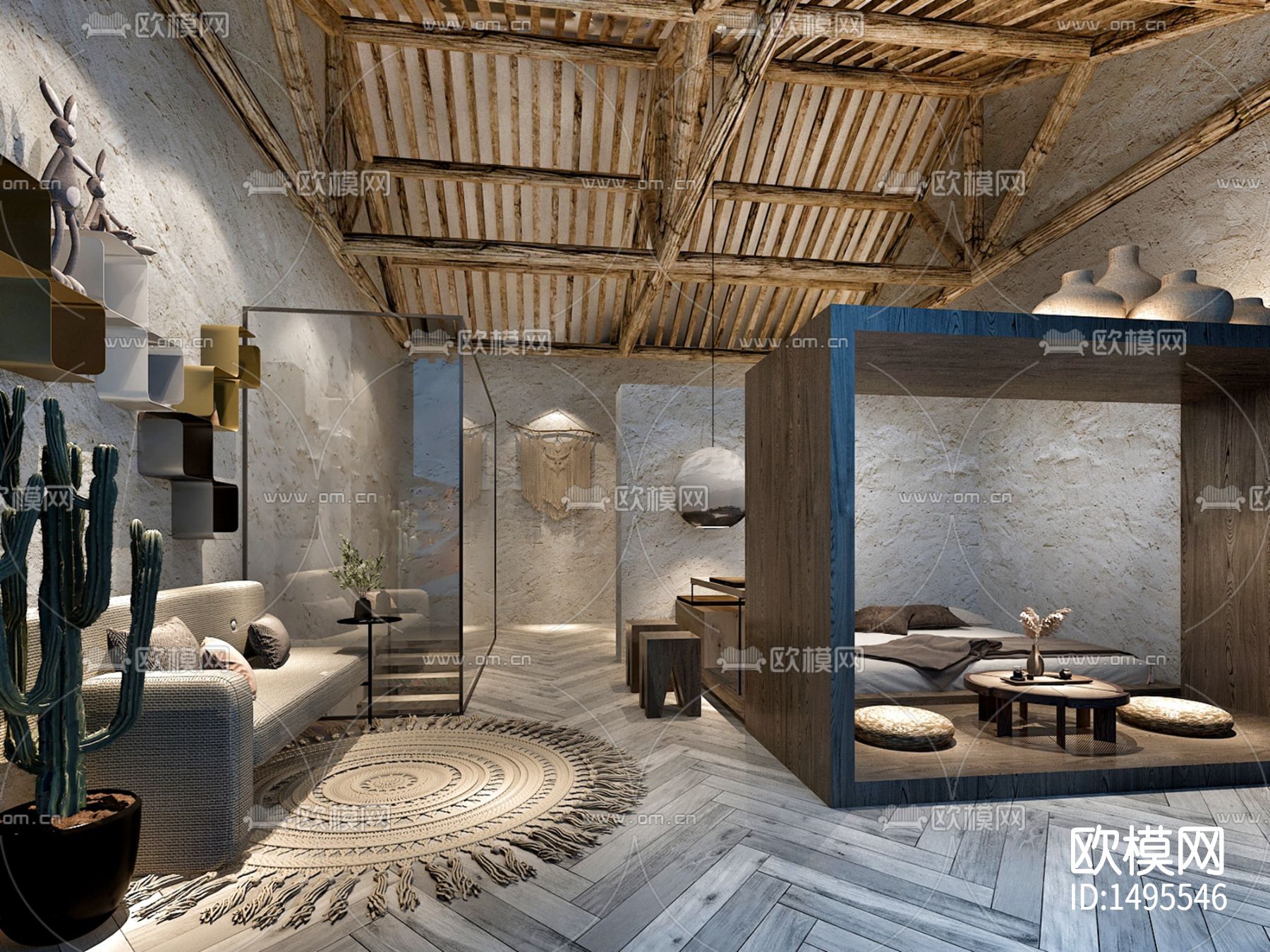 自然风民宿cad施工图下载（渲染图9）