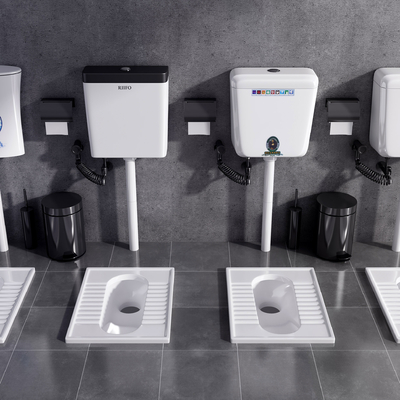  现代蹲便器冲水箱su模型 