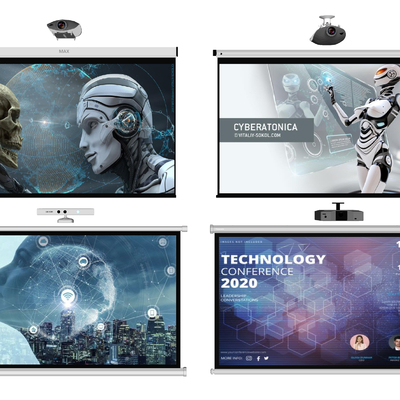  现代投影仪投影幕布su模型 