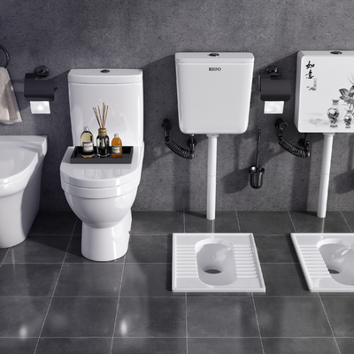  现代马桶蹲便器su模型 