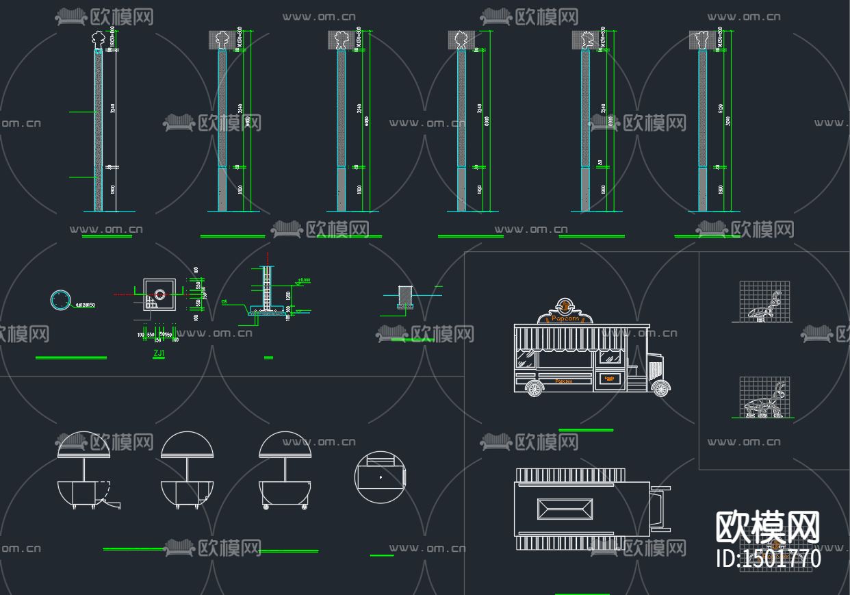 儿童游乐园设施cad图库下载（渲染图5）