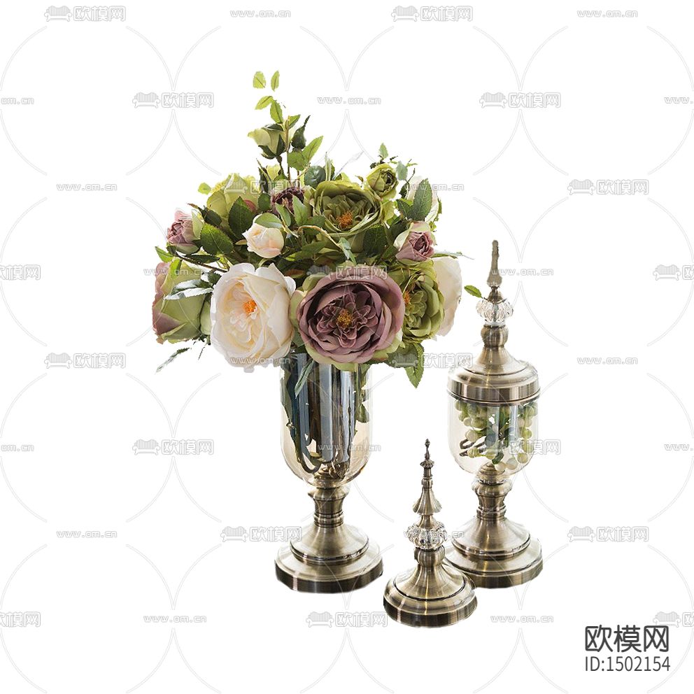 欧式轻奢金属玻璃花瓶摆件摆放花艺下载