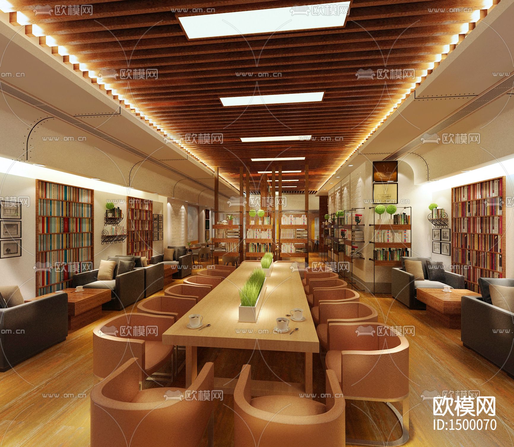 现代工业风奶茶咖啡店cad施工图下载（渲染图1）