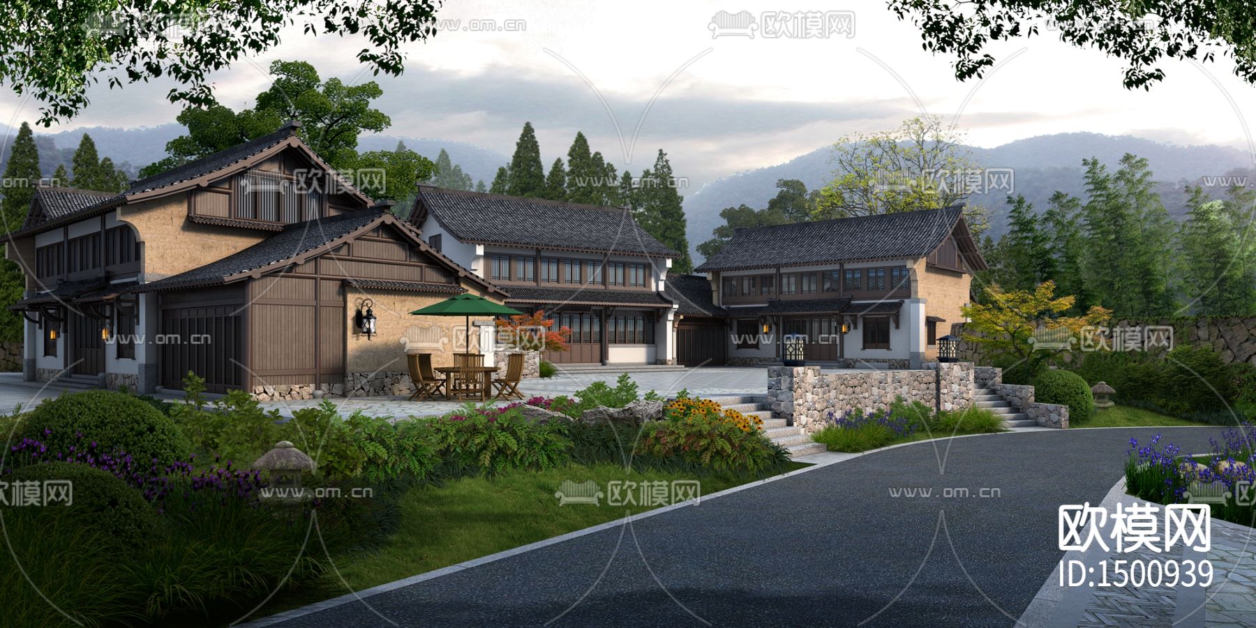 桐庐高山民宿cad施工图效果图下载（渲染图1）