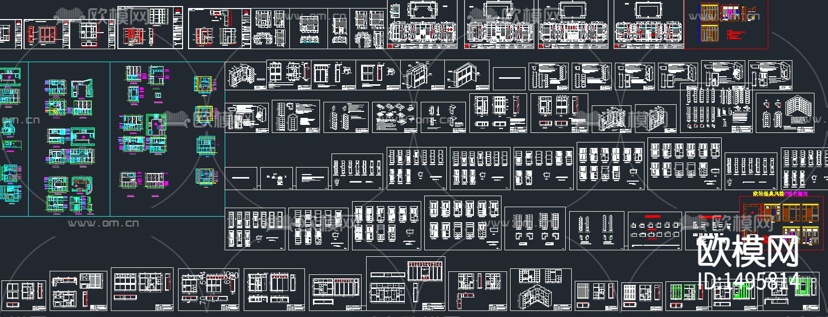 衣帽间衣柜cad图库下载（渲染图5）