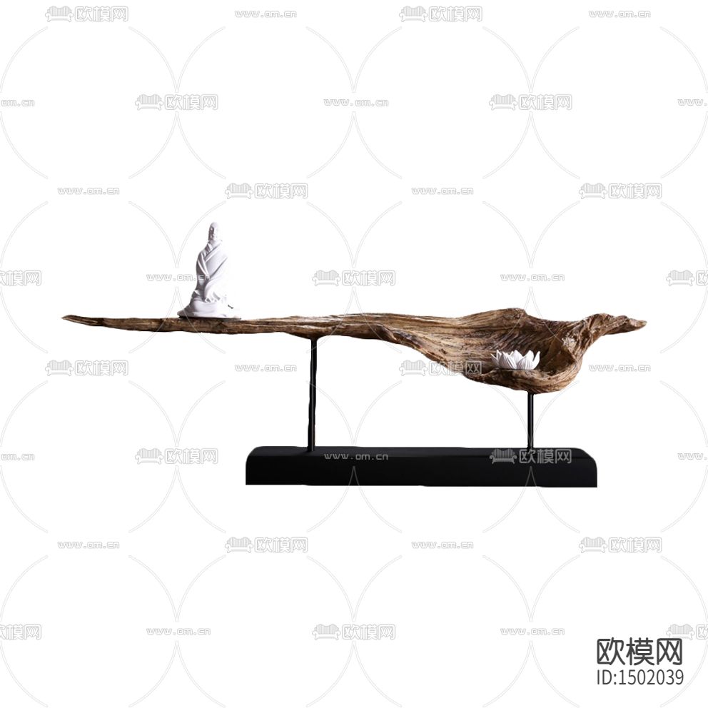 新中式禅意实木干支陶瓷观音像摆件