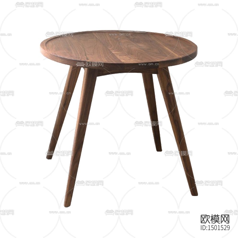 北欧简约圆形实木边几