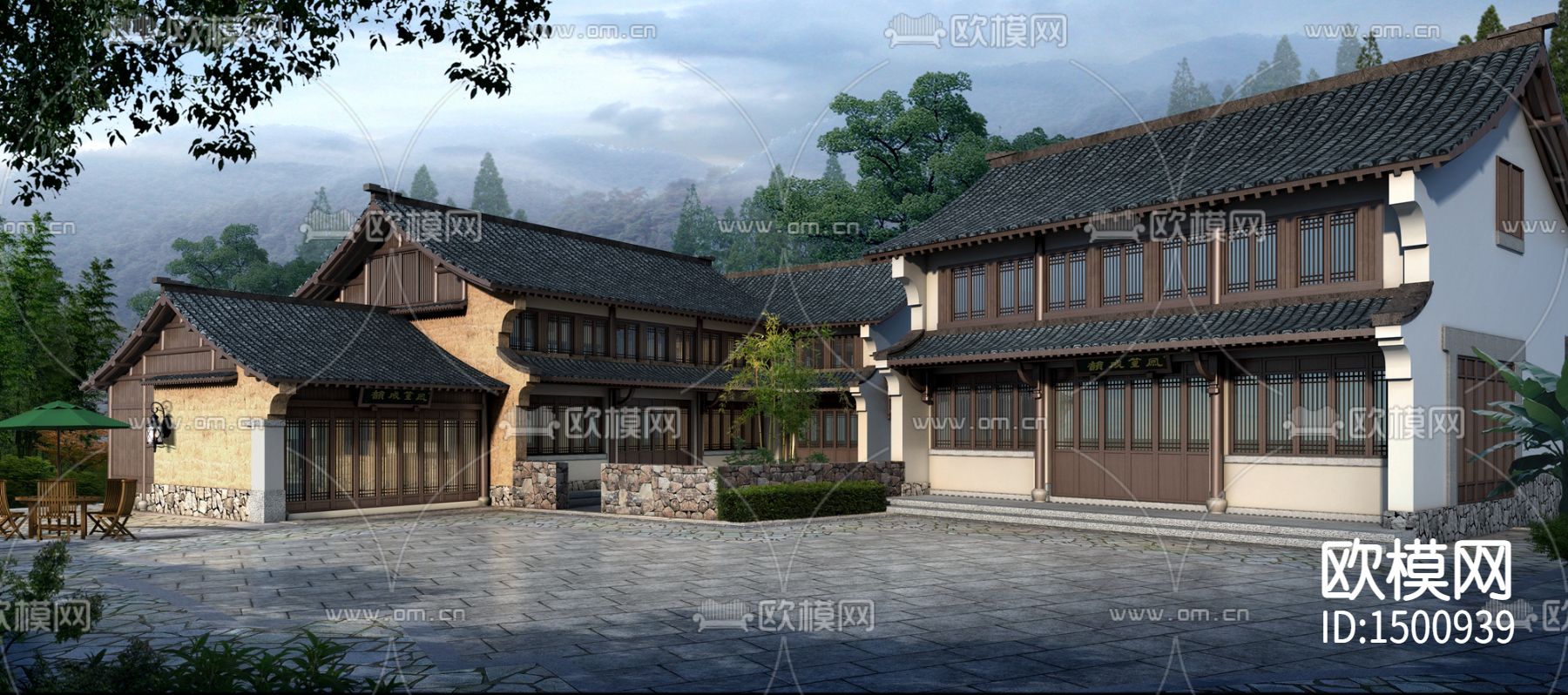 桐庐高山民宿cad施工图效果图下载（渲染图3）