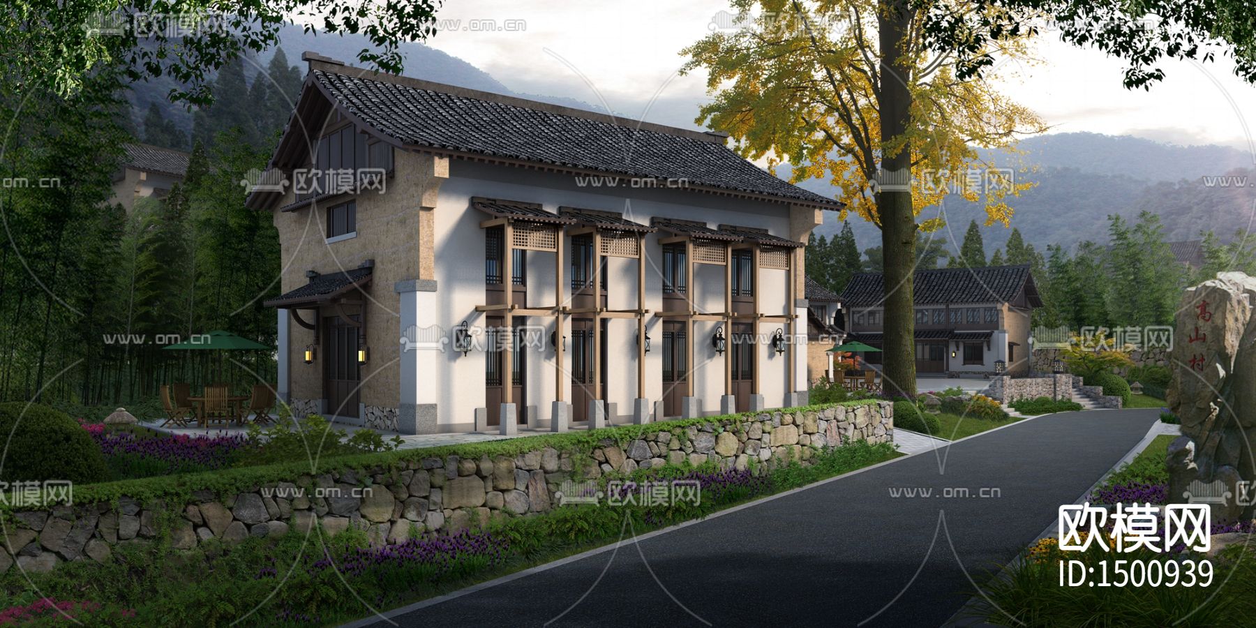 桐庐高山民宿cad施工图效果图下载（渲染图4）