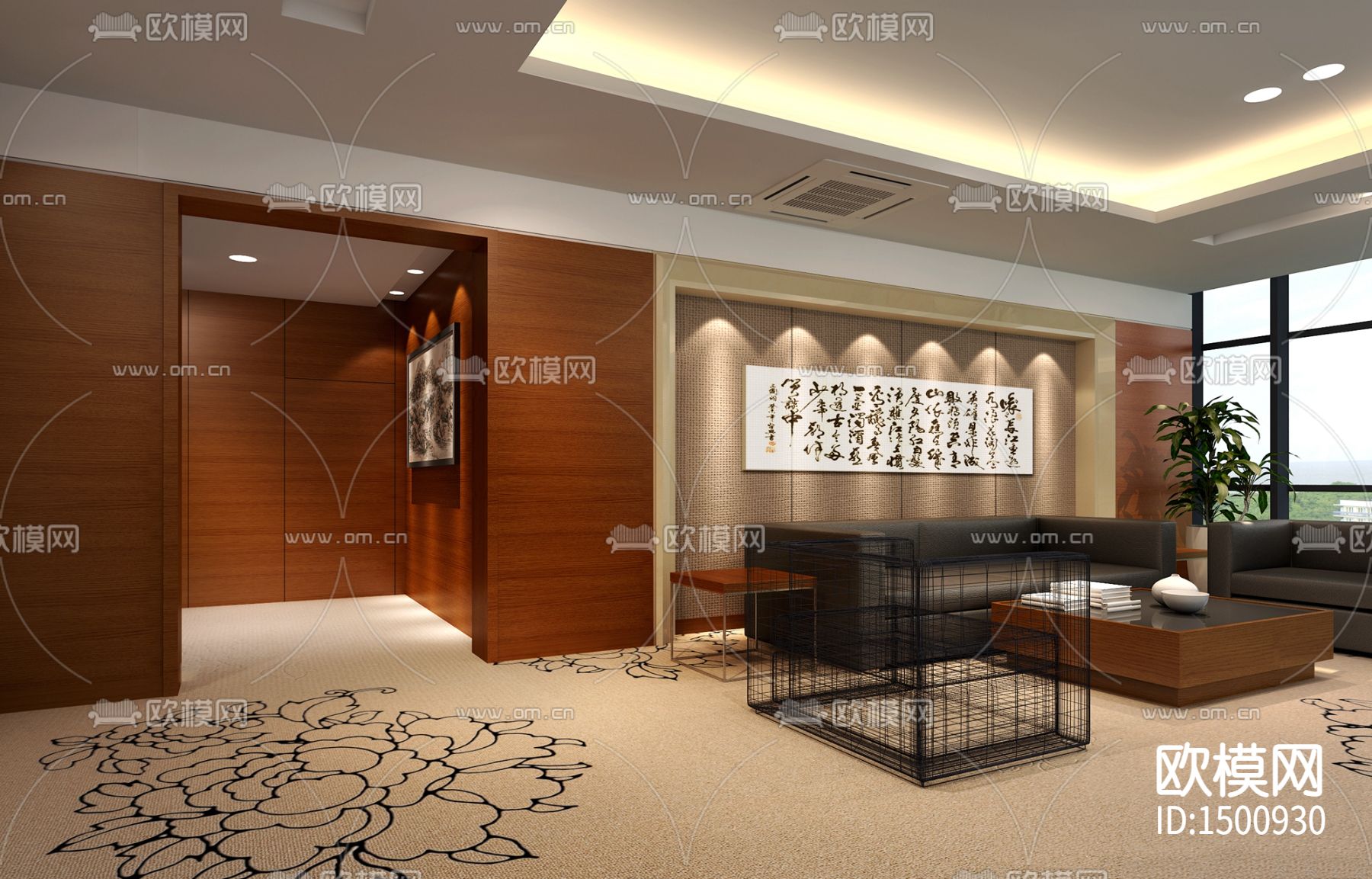 新中式总经理室方案cad施工图效果图