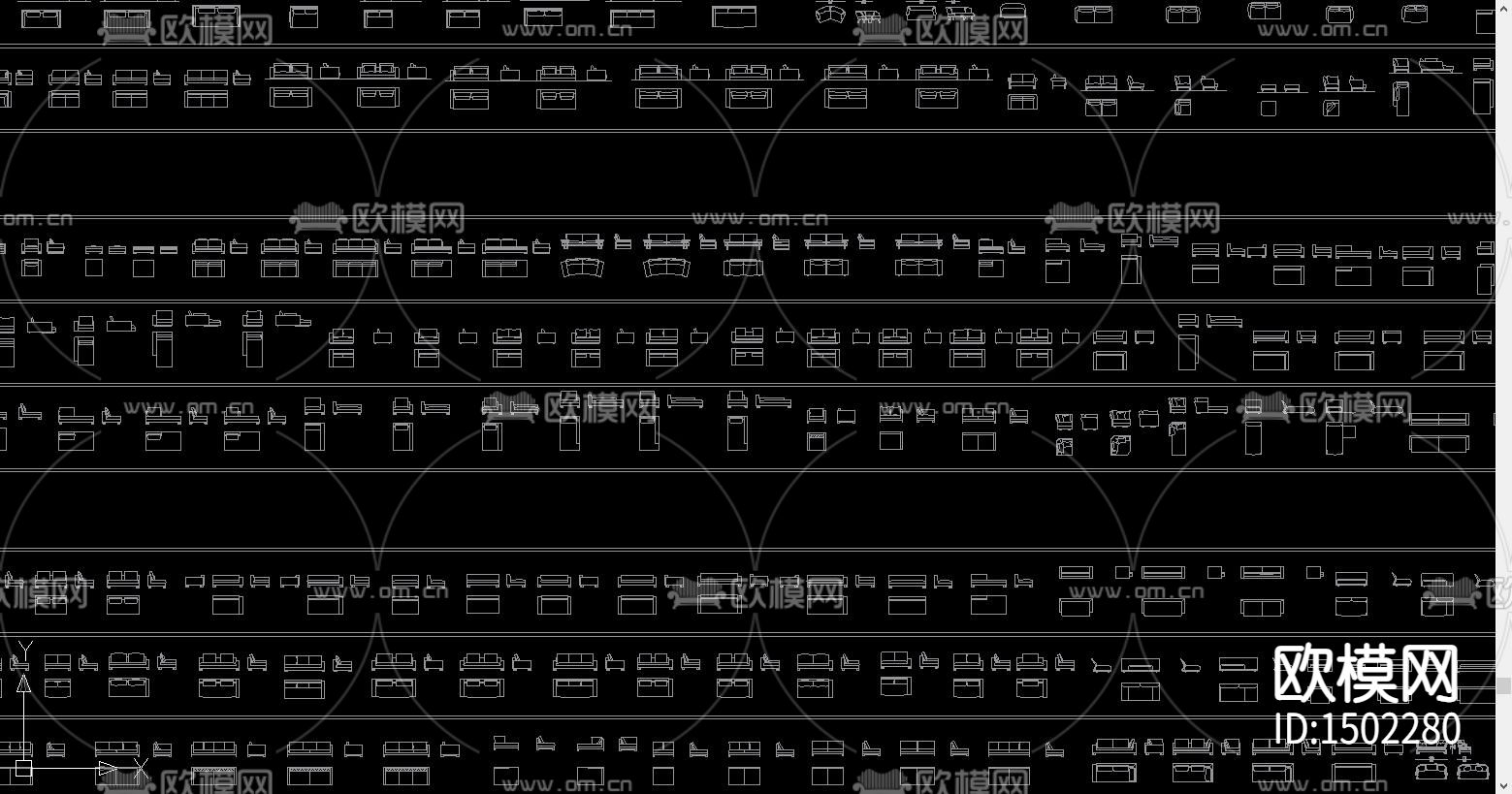 沙发平面图立面图cad图库下载（渲染图3）