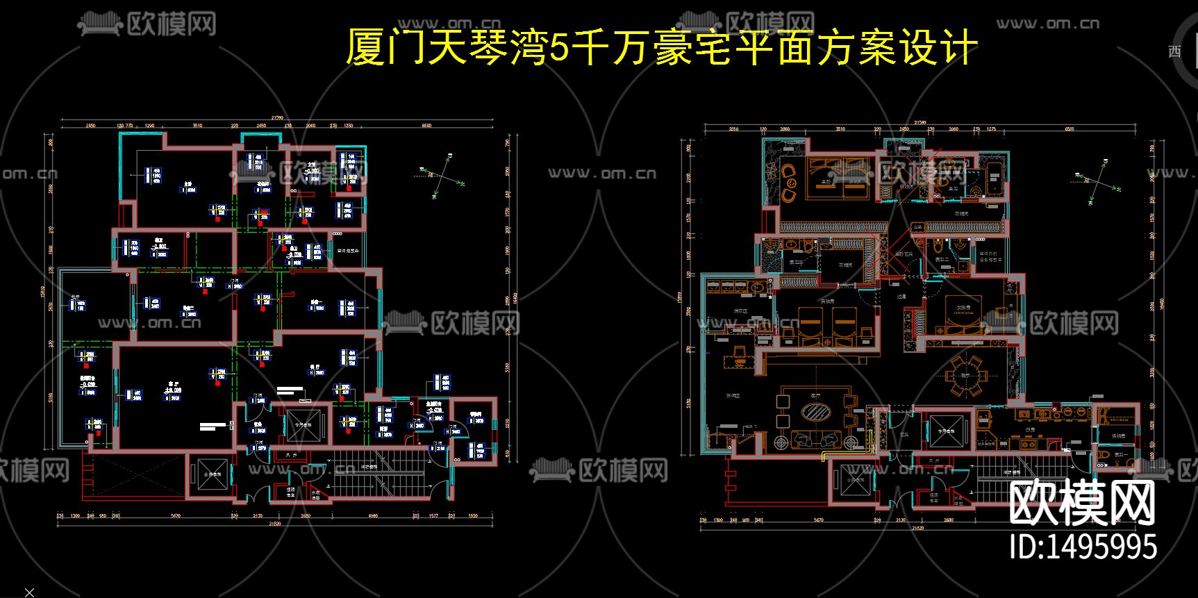 厦门天琴湾豪宅cad平面图下载