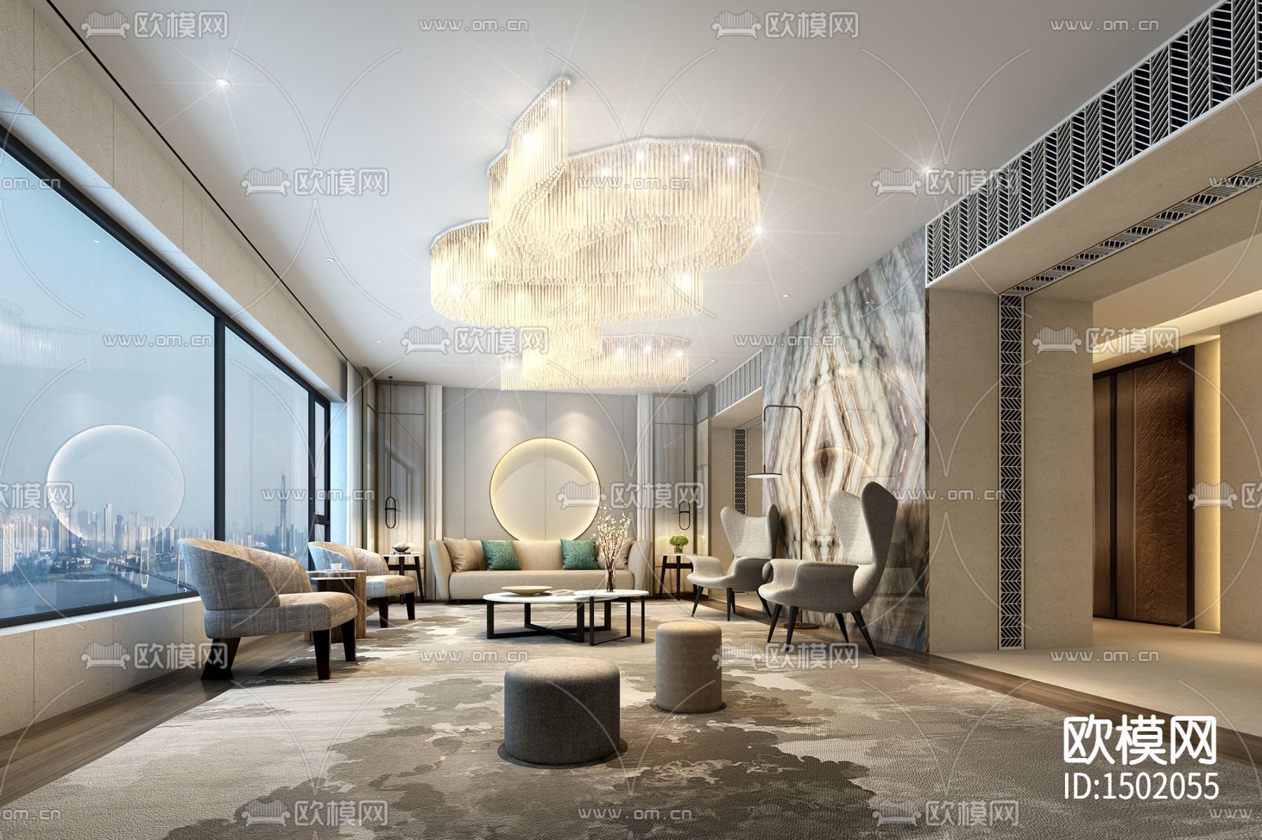 大平层私宅cad施工图下载（渲染图6）