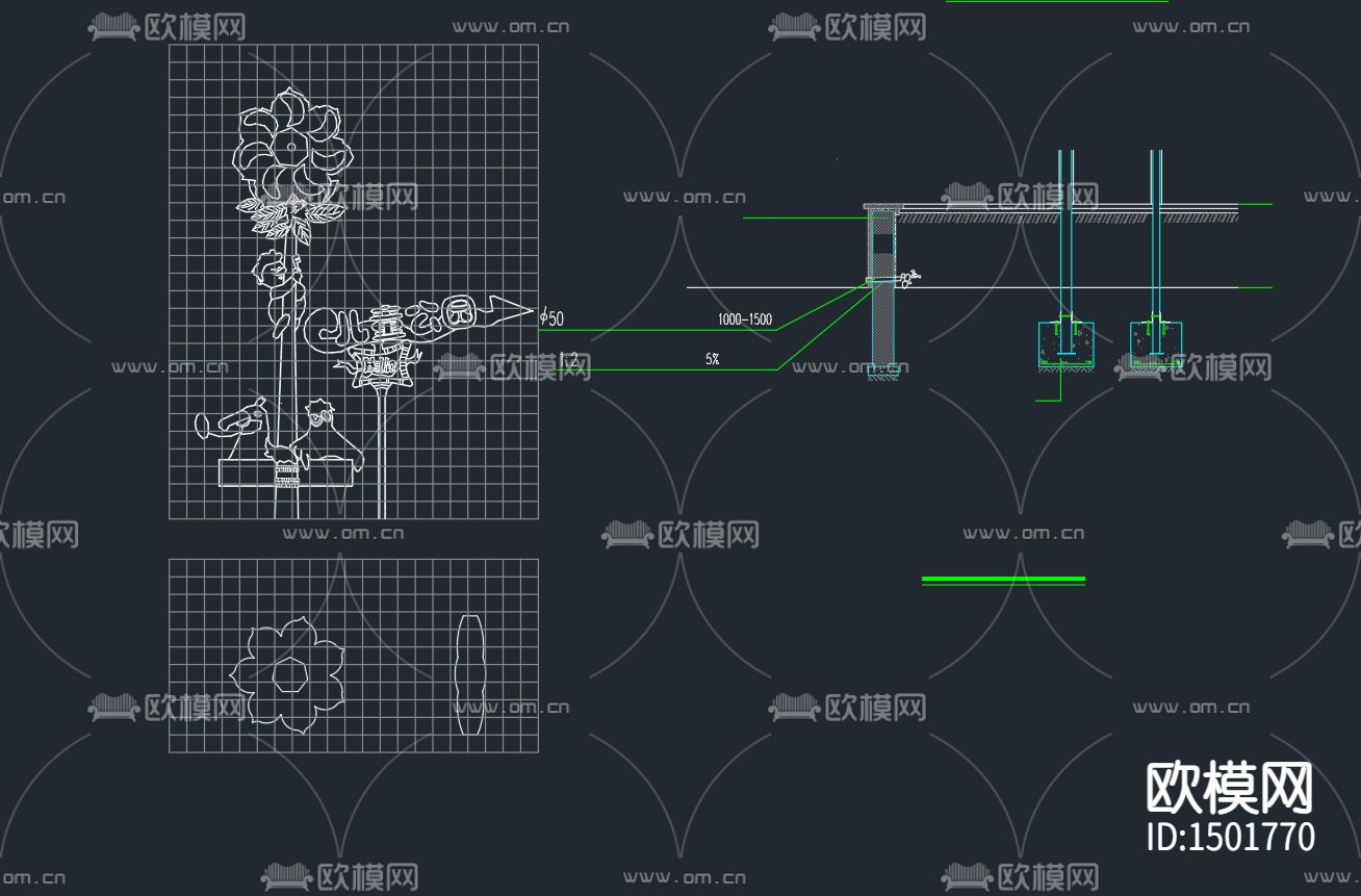 儿童游乐园设施cad图库下载（渲染图3）