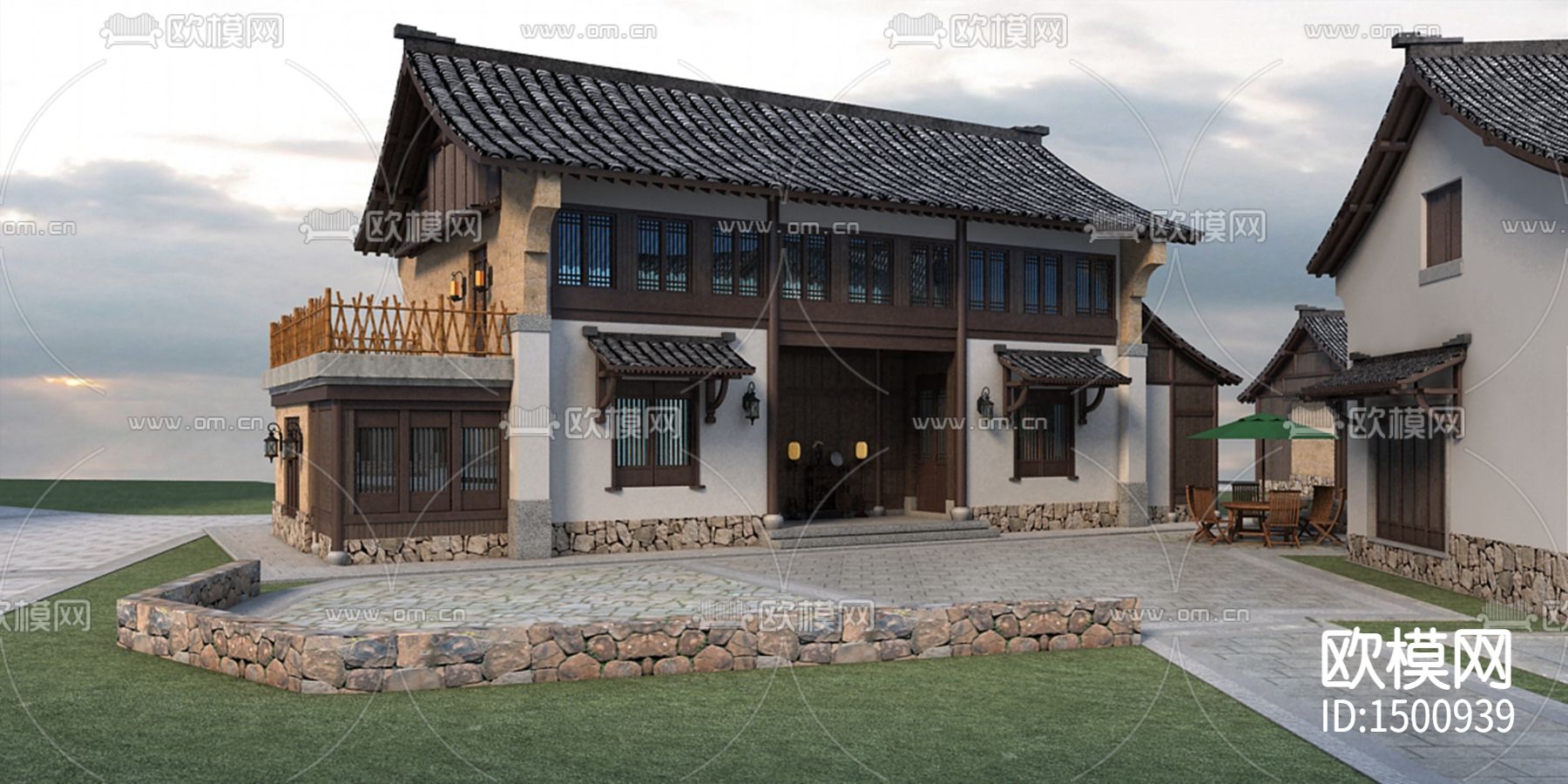 桐庐高山民宿cad施工图效果图下载（渲染图2）