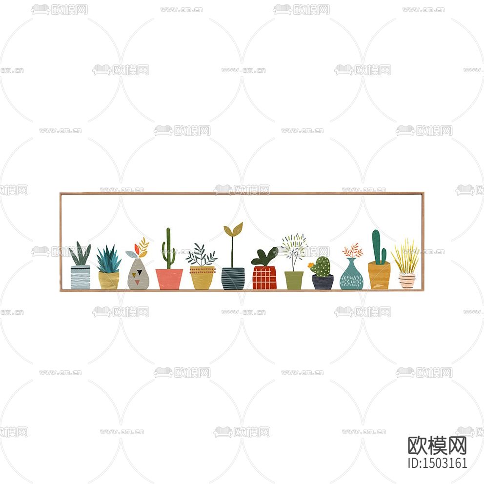 北欧简约彩色简笔植物装饰画下载