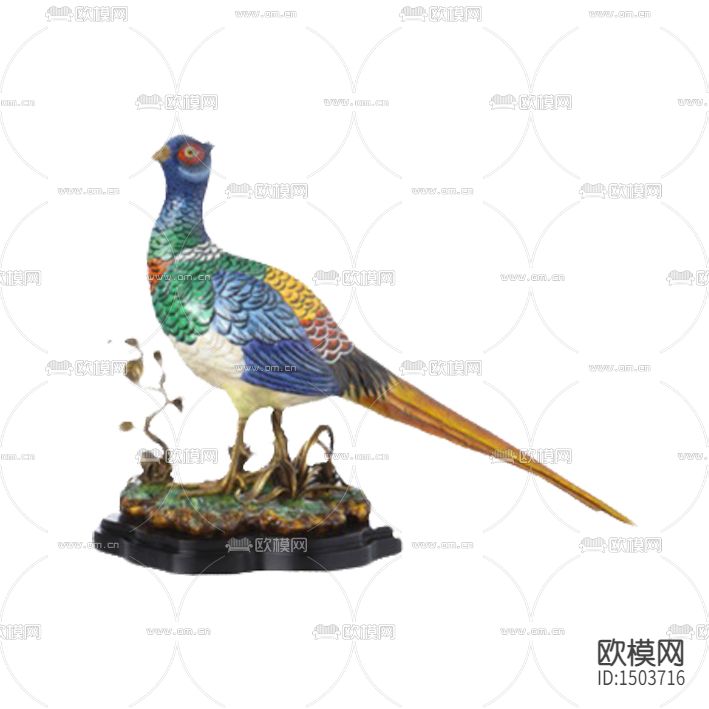 法式轻奢彩色陶瓷孔雀摆件下载