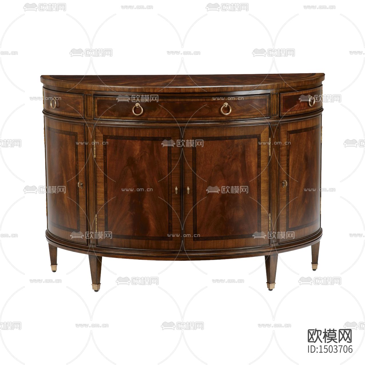 欧式古典半圆实木边柜下载