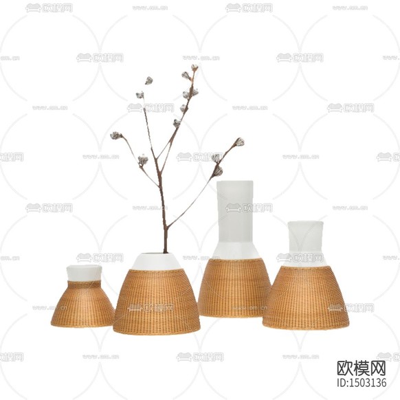 日式简约餐椅竹编陶瓷花瓶下载