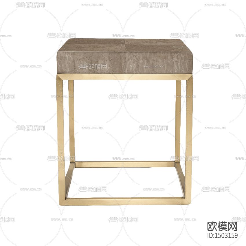 北欧轻奢金属实木方形边几下载