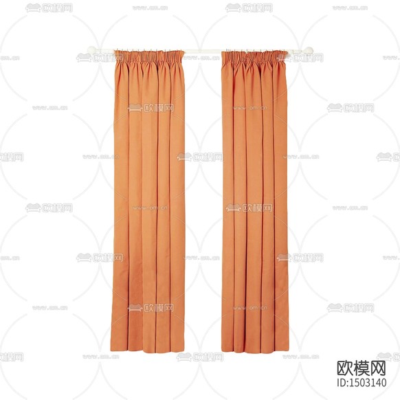 北欧简约橙色布艺遮光窗帘下载