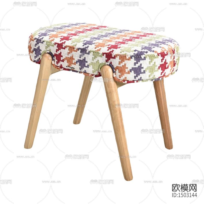 北欧简约彩色色块布艺实木沙发凳下载